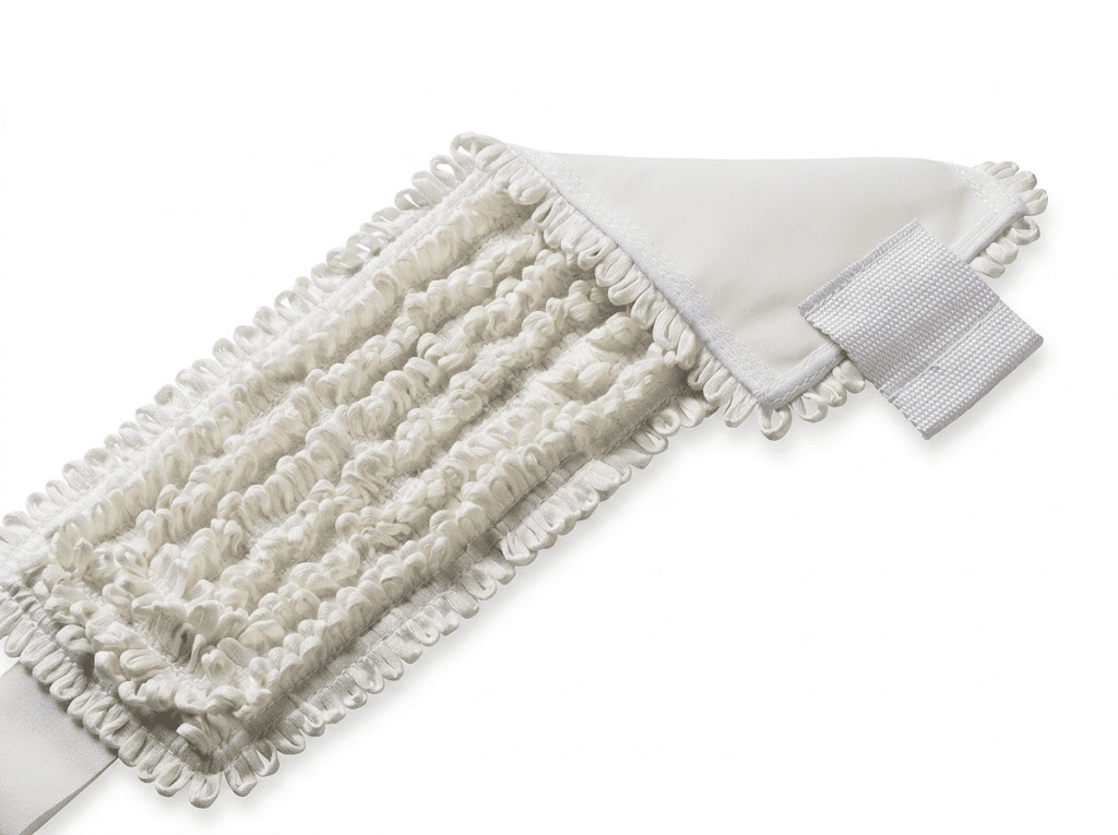 Reusable flat pocket microfiber mop cover with pocket and fastening-tab construction